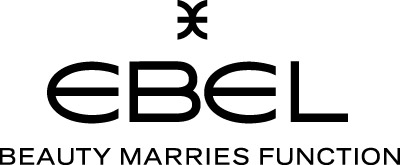 Ebel-Logo in Schwarz, mit Slogan "Beauty Marries Function" darunter.