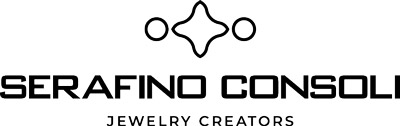 Logo von Serafino Consoli, schwarz, zeigt stilisierte Formen und Text "Jewelry Creators".